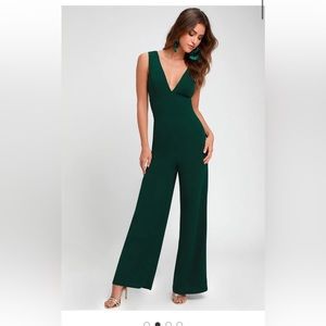 Lulus Ready For It Hunter Green Sleeveless Wide-Leg Jumpsuit
